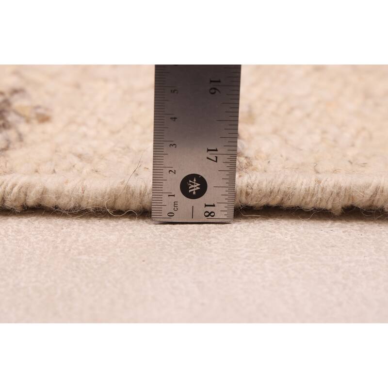 ECARPETGALLERY Hand Woven Looma Cream Wool Rug - 7'10 x 9'10