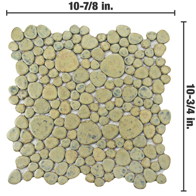 Merola Tile Pebble Green Moss 10-3/4" x 10-7/8" Porcelain Floor and Wall Tile
