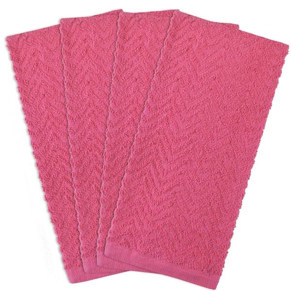 Shop Set Of 4 Neon Pink Zigzag Pattern Rectangle Kitchen Dish Towels 18 X 28 Overstock 22726412