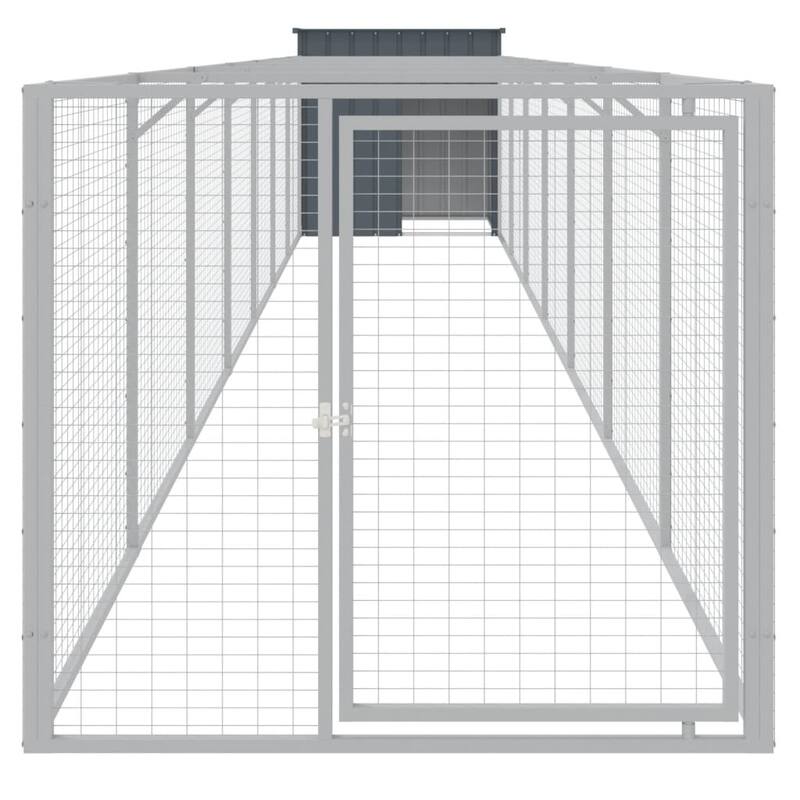 vidaXL Dog House with Run Anthracite/Light Gray multisize Galvanized Steel