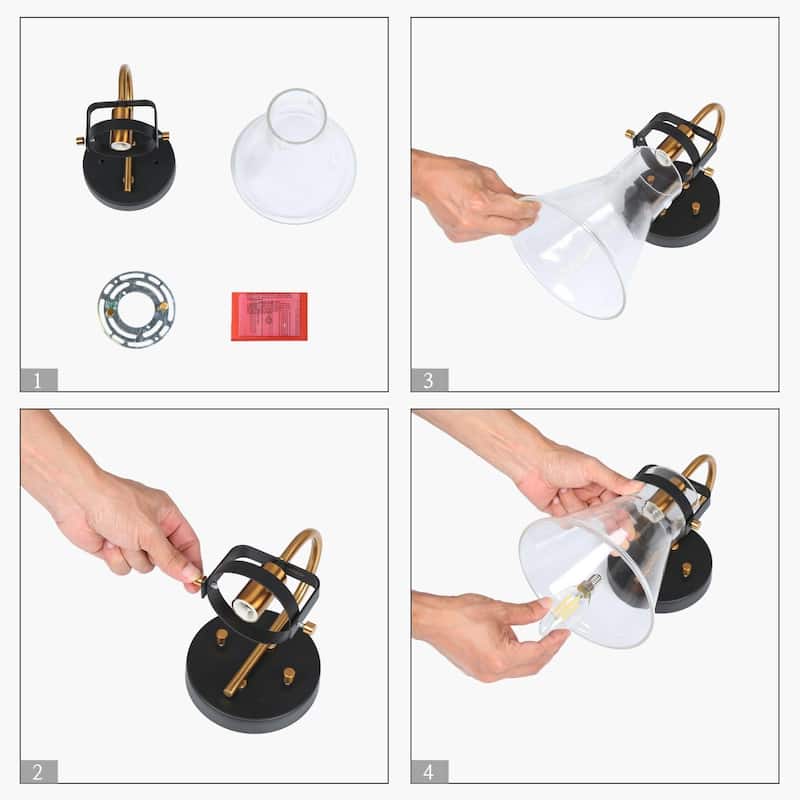 Mutch Rustic Farmhouse 1-light Wall Sconce Glass LED Dimmable Bathroom Vanity Light Kitchen Sink