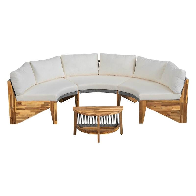 6-Person Outdoor Seating Group with Cushions and Coffee Table for Patios and Gathering Spaces
