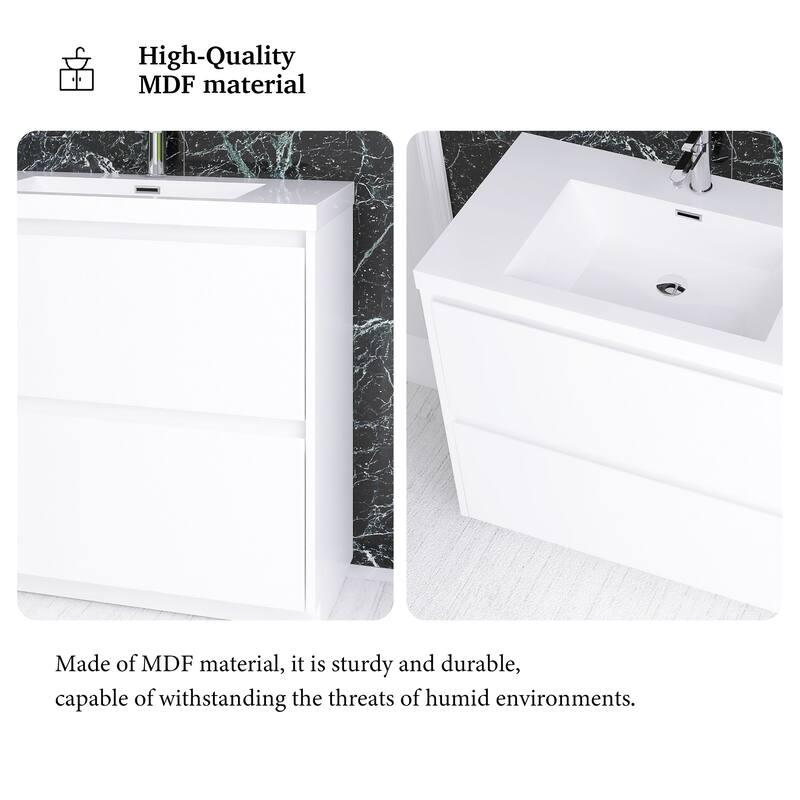 Floating Bathroom Vanity with Integrated Resin Top