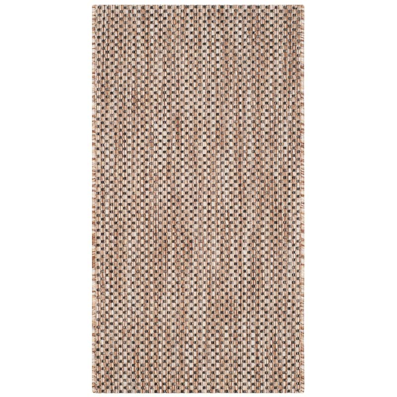 SAFAVIEH Courtyard Begajeta Indoor/Outdoor Waterproof Patio Backyard Rug. - 2'3" x 5' - Natural/Black