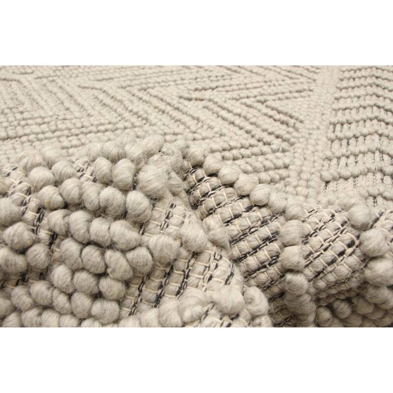 ECARPETGALLERY Braid weave Sienna Grey Wool Rug - 5'4 x 7'1