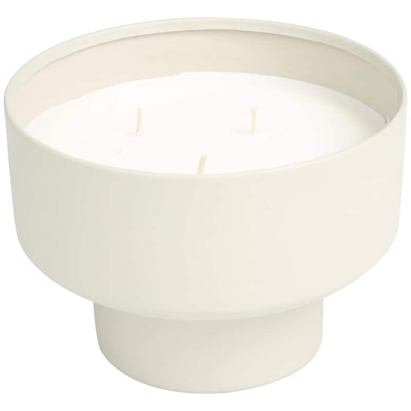 Metal Scented Matte 50 oz 3 Wick Decorative Candle with White Wax - Black, Gray, Light Brown, White - Roche River Decor