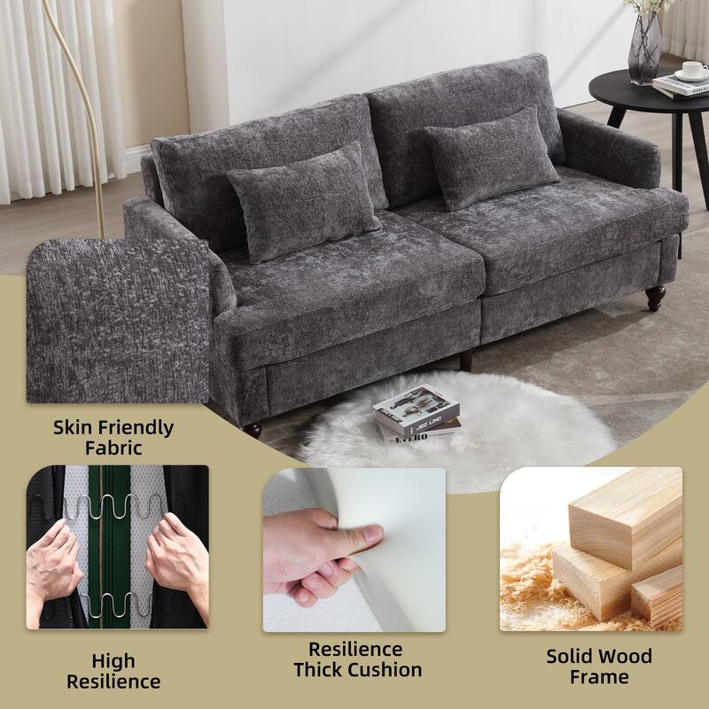 HOMEFUN Chenille Upholstered Mid Century Modern Wood Frame Loveseat for Living Room