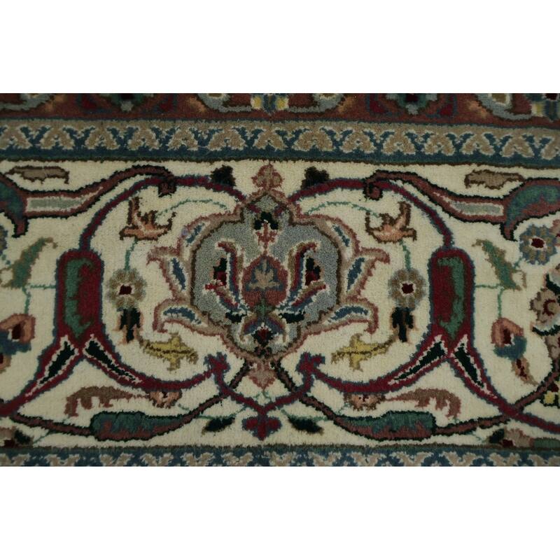 Hand Knotted Oriental 100% Wool Carpet Traditional Traditional Green Kashan Area Rug - 13' 7'' X 9' 8''