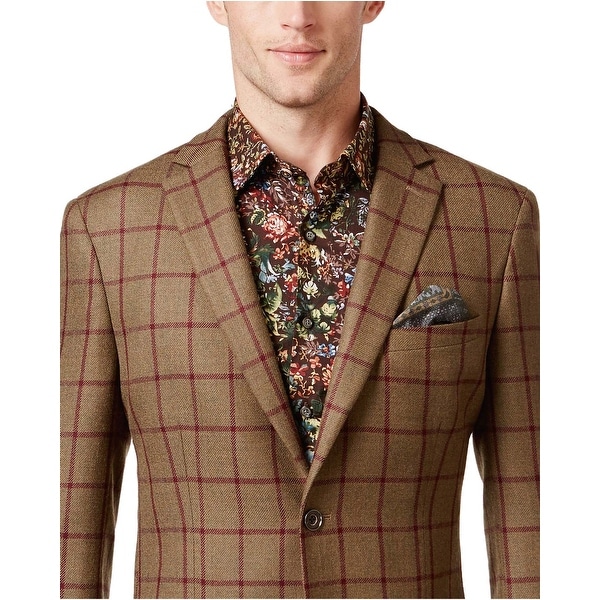 red windowpane sport coat