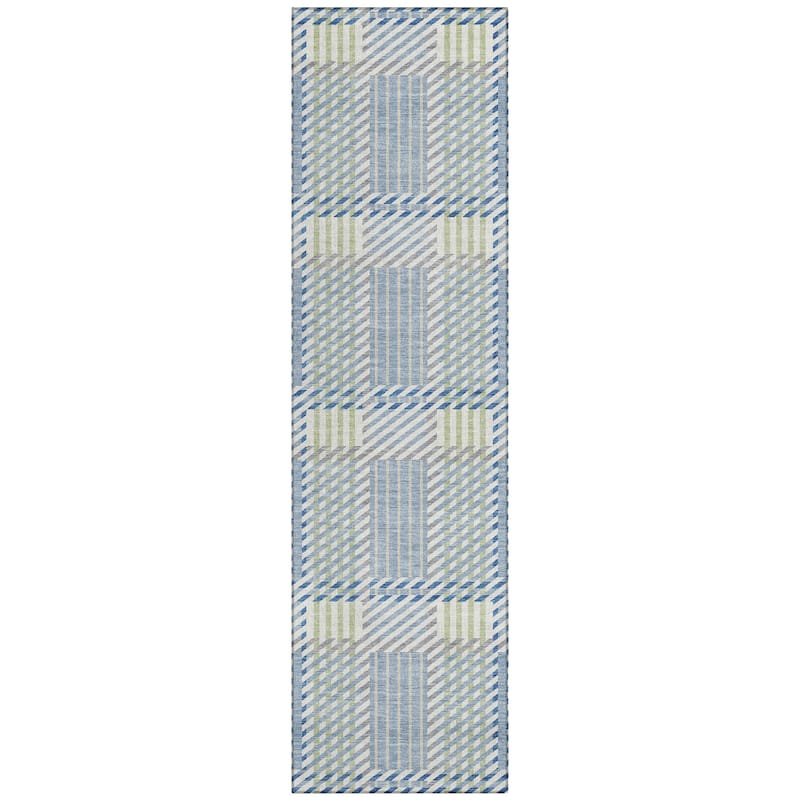 Machine Washable Indoor/ Outdoor Geometric Stripe Chantille Rug