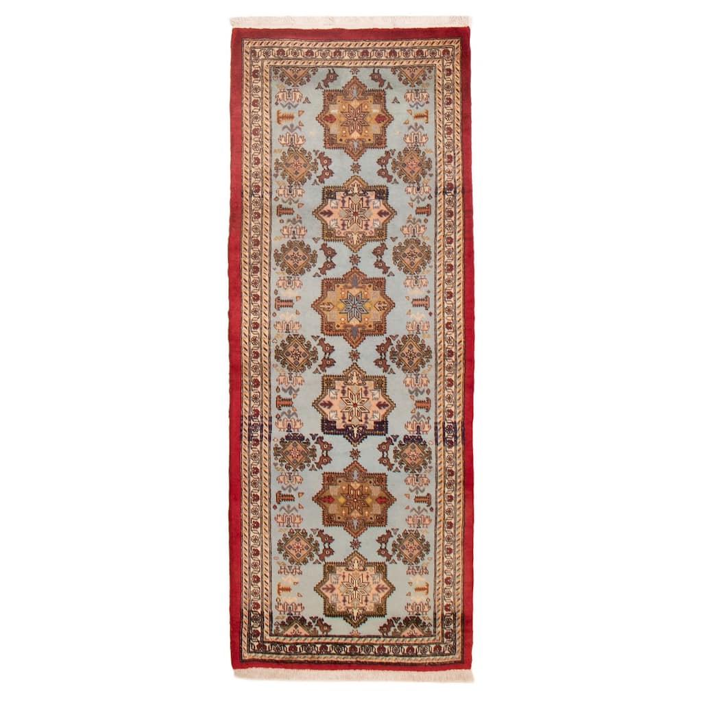 ECARPETGALLERY Hand-knotted Kayseri Blue Wool Rug - 2'7 x 7'3