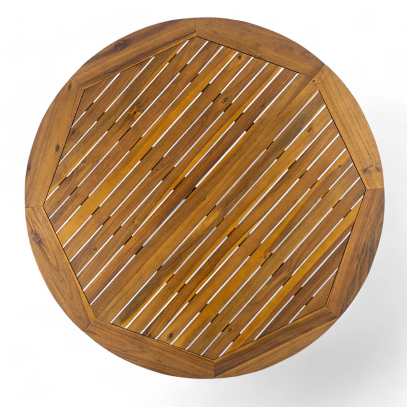 Christopher Knight Home - Iris 5-Piece Outdoor Dining Set with Four Woven Metal Frame Chairs and Acacia Wood Round Table