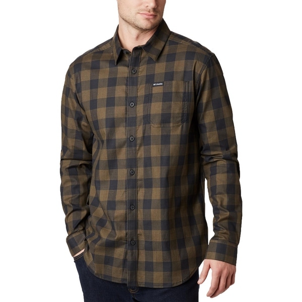 Columbia Mens Big & Tall Button-Down Shirt Plaid Collar ...