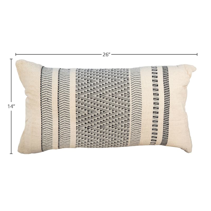 Damien Handwoven Cotton Blend 14-inch x 24-inch Lumbar Pillow