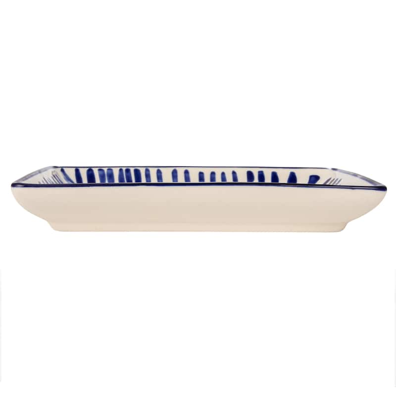 Stoneware Plate with 4 Lemon Designs - 6.0"L x 4.4"W x 0.8"H
