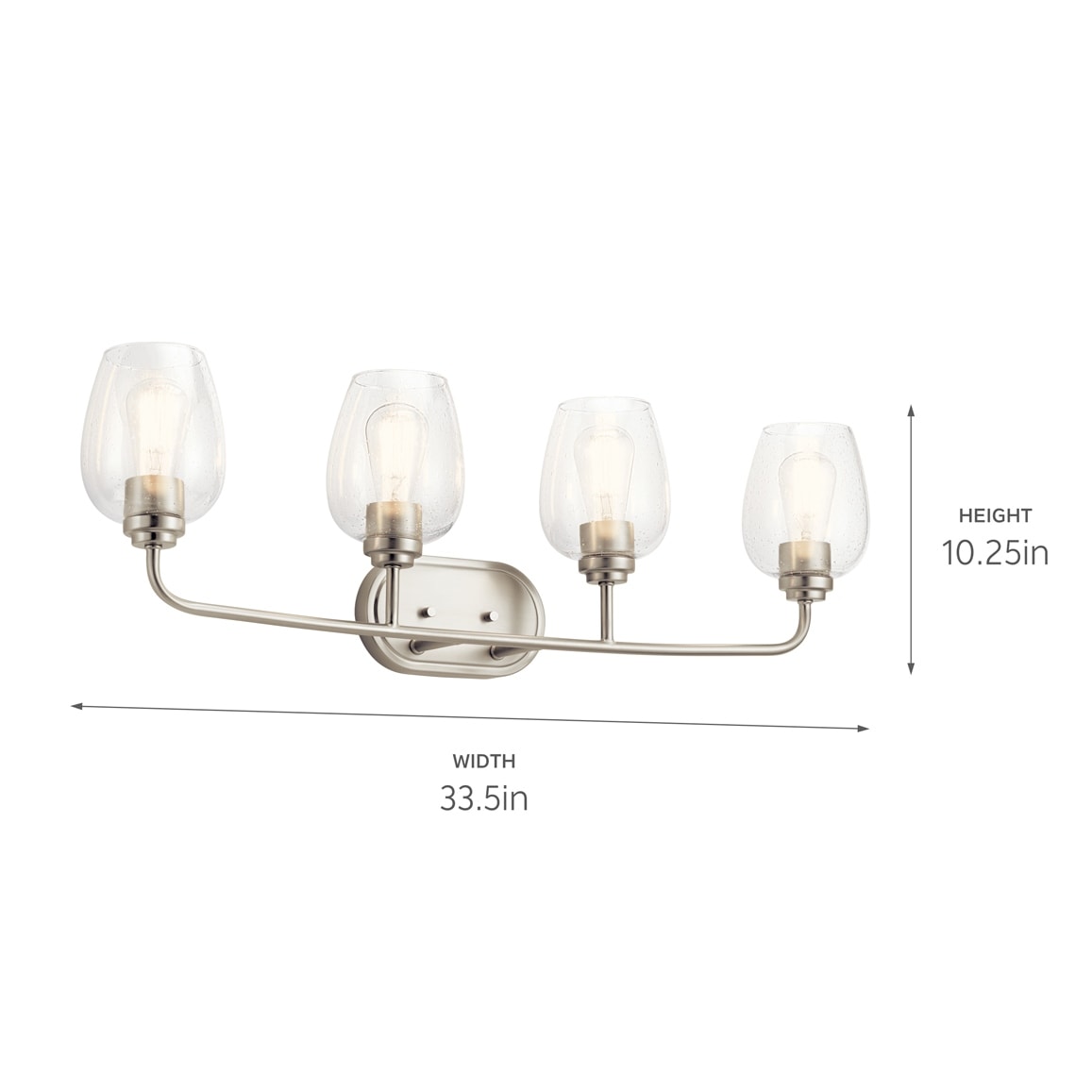 Kichler Valserrano 33 50 Inch 4 Light Vanity Light With Clear Seeded Glass In Brushed Nickel Overstock 32585314