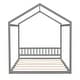 preview thumbnail 9 of 7, House-shaped Bed Frame Gray Queen Size Bed with Roof and Fence Headboard for Kids Cabin Lodge Toddler Floor Bed House Bed