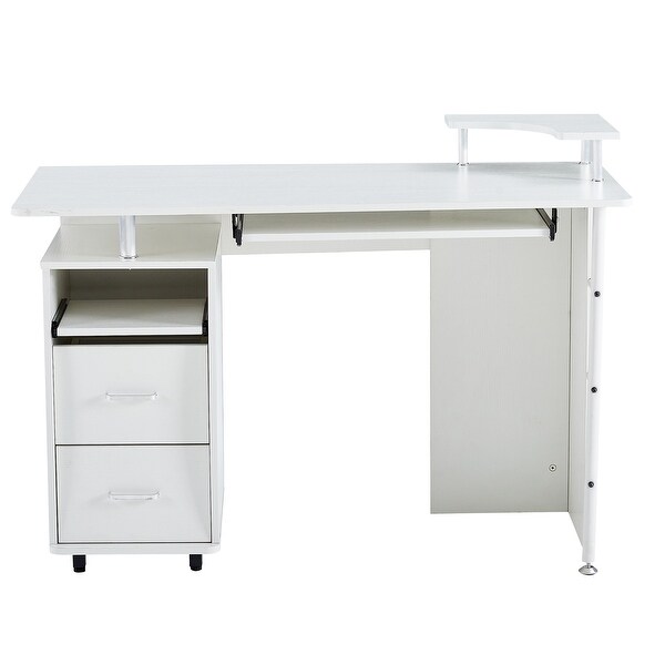 White Solid Wood Computer Desk - Overstock - 33028671