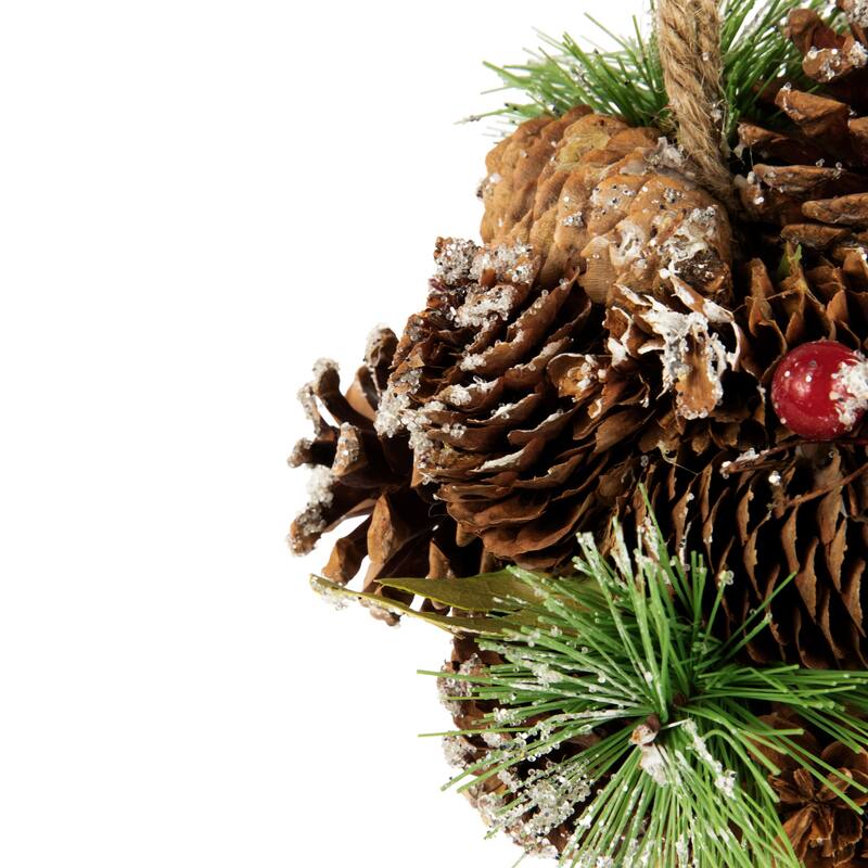 5.5" Red Ornament Pinecone Mixed Foliage Hanging Christmas Ornament