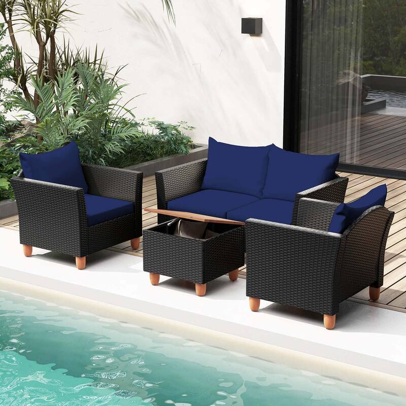 Costway 8 PCS Wicker Patio Furniture Set with Removable Cushions - See Details