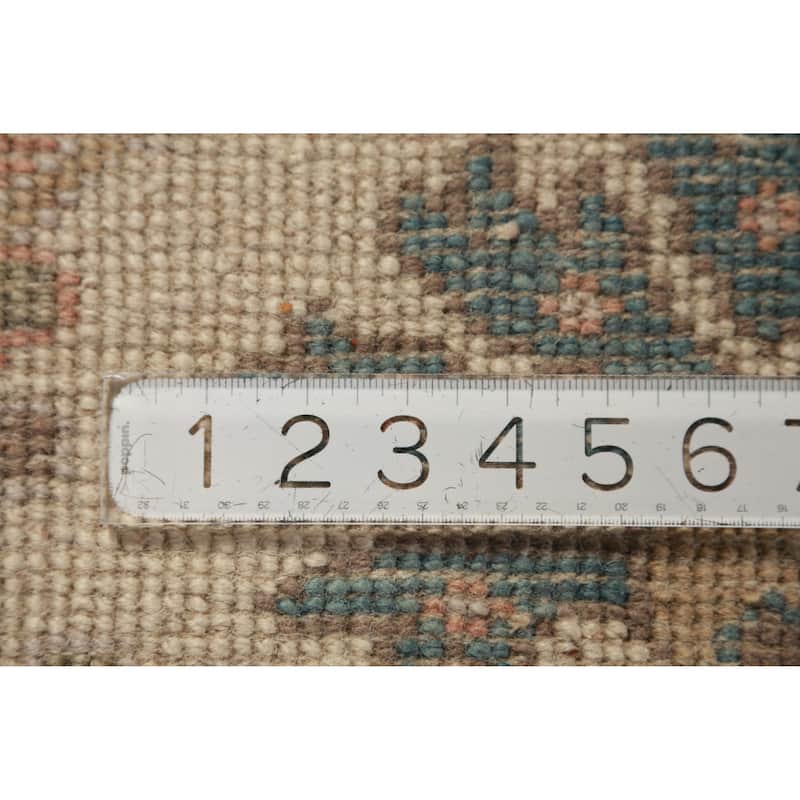 Teal Blue Oushak Indian Area Rug Hand-Knotted Wool Carpet - 9'2" x 11'11"
