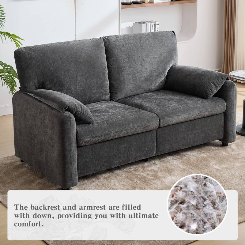 71.28" Chenille 2-Seater Sofa with Cloud-Like Cushion & Sponge Support