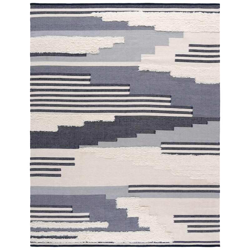 SAFAVIEH Handmade Kenya Jozefa Southwestern Rustic Wool Rug - 9' x 12' - Blue/Ivory