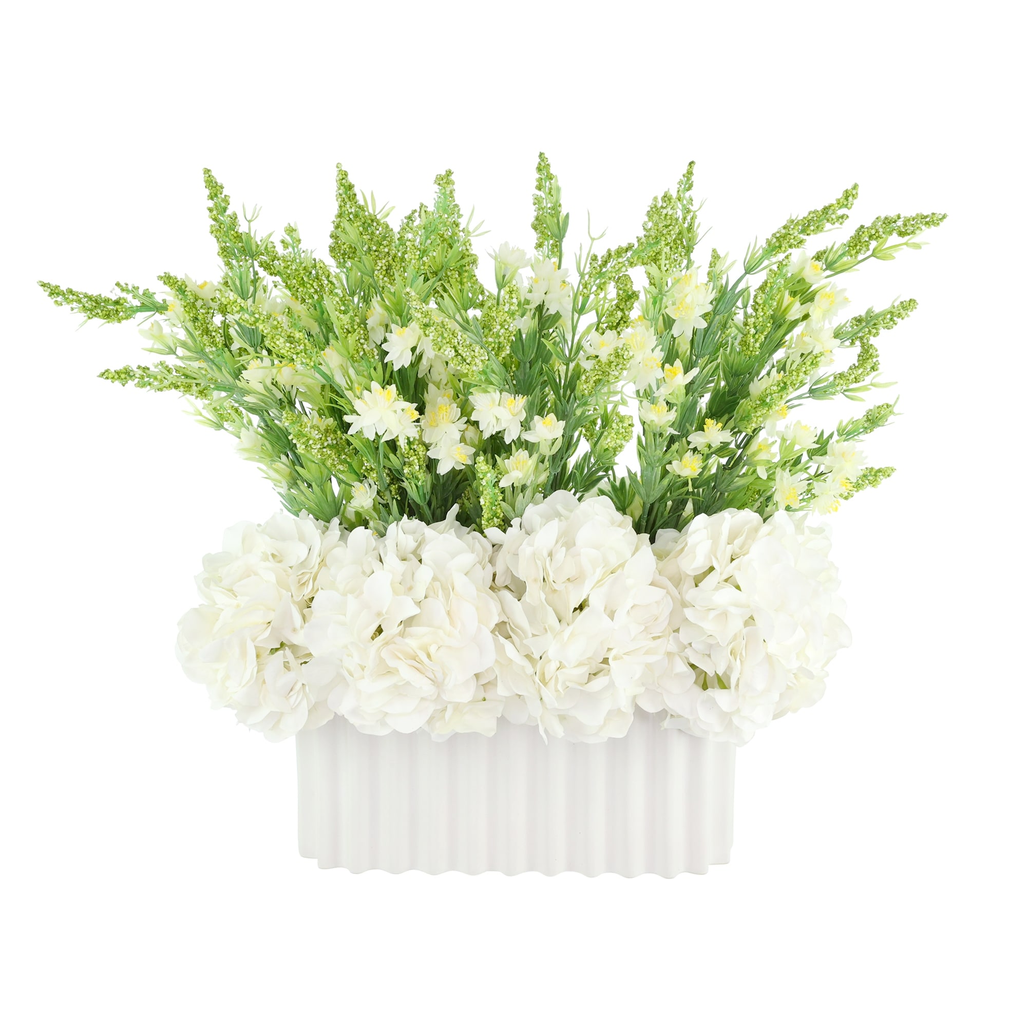 Hydrangeas and Wild Heather in Ceramic Vase - 21