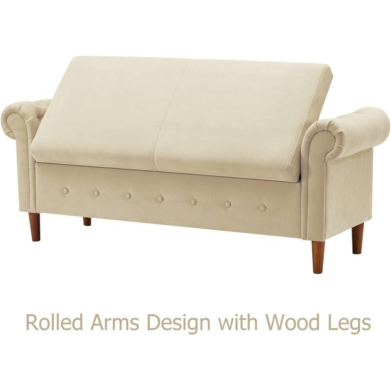 63" Linen Storage End of Bed, Multipurpose Rectangular Sofa Stool with 4 Rubber Wood Feet - 63×22.1×24.1inch
