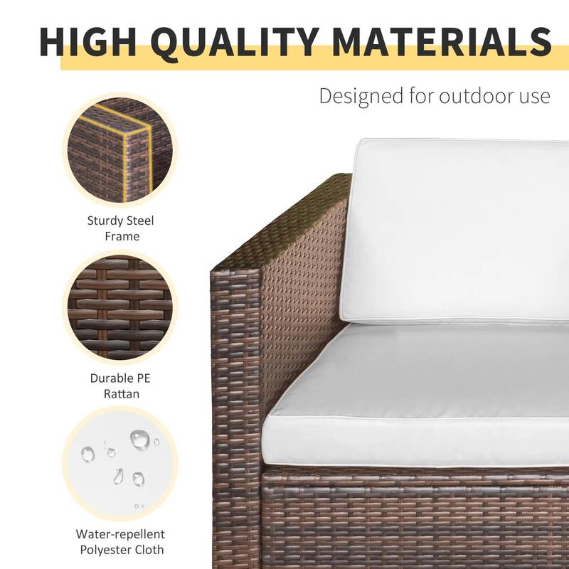 Wicker Bistro Patio Set, 2 Porch Chairs and Glass Table