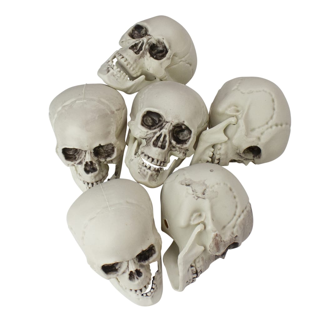 Skeleton Skull Halloween Decorations - 3.5" - Pack of 6