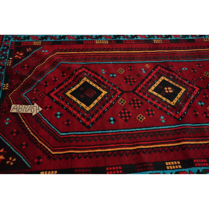 Hand Knotted Oriental 100% Wool Carpet Traditional Tribal Red Shiraz Area Rug - 9' 5'' X 4' 11''