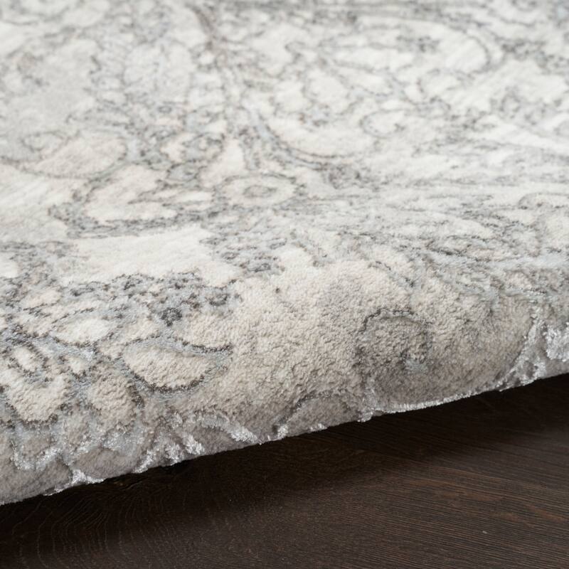 Nourison Iliana Indoor only Grey Damask Area Rug