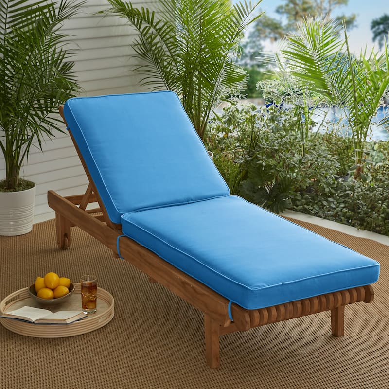 Sorra Home Sunbrella Indoor/Outdoor Chaise Lounge Cushion - 24"W x 73"L x 3"H - Capri Blue