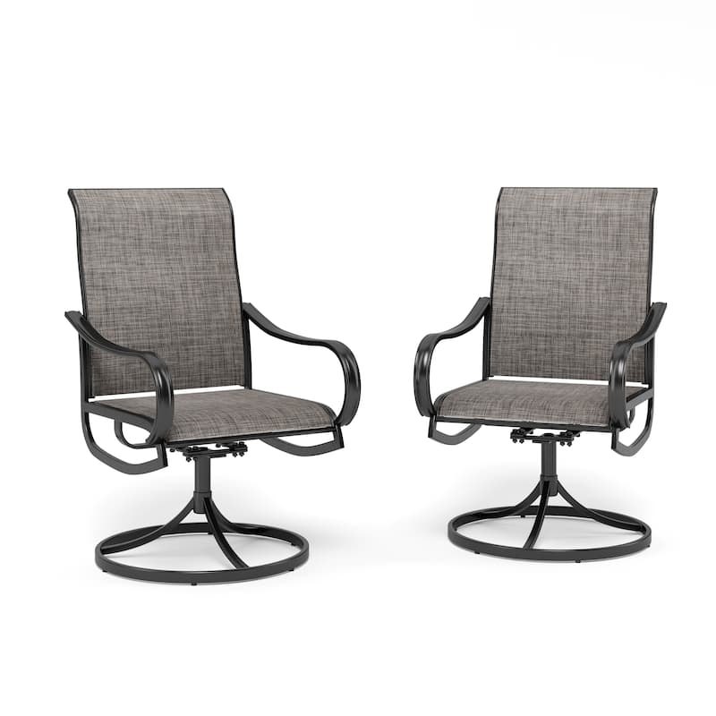 MAISON ARTS Patio Swivel Dining Chairs Set of 2 Outdoor Kitchen Garden Metal Chair with Textilene Mesh Fabric - Tan