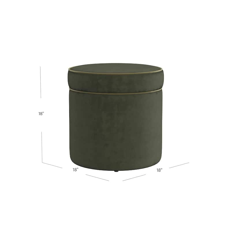 HomePop Ava Vevlet Ottoman with Storage - Loden Green Velvet