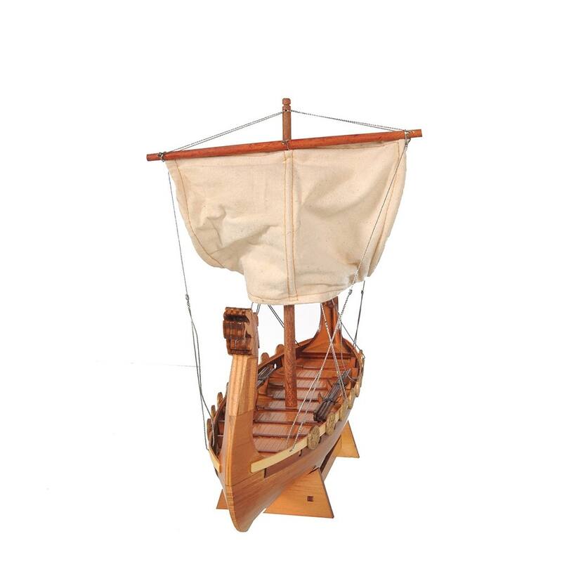 HomeRoots 10" Natural Solid Wood Hand Painted Decorative Boat - 12' X '10' X '7.5
