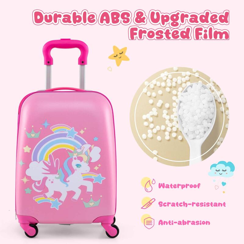 Costway 2PC Kids Carry On Luggage Set 12" Backpack and 16" Rolling - See Details