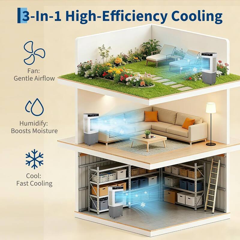 11.6 Gal 3500 CFM Portable Cooling Fan, Evaporative Air Cooler with Touch Screen, Remote for Bedroom, Home, Office