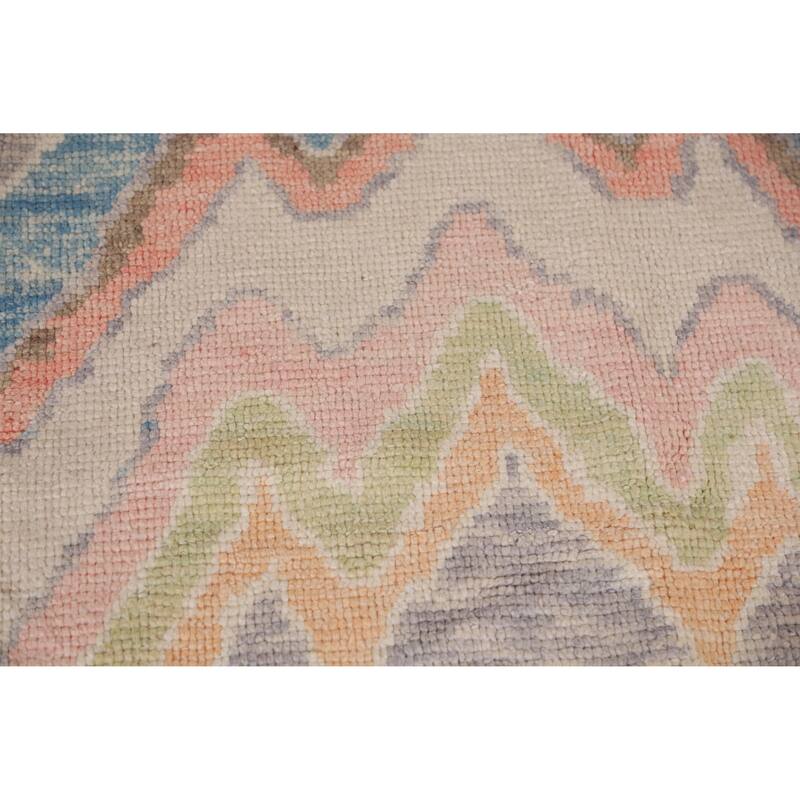 Hand Knotted Oriental 100% Wool Carpet Transitional All-Over Multi-Colored Oushak Area Rug - 10' 0'' X 8' 1''