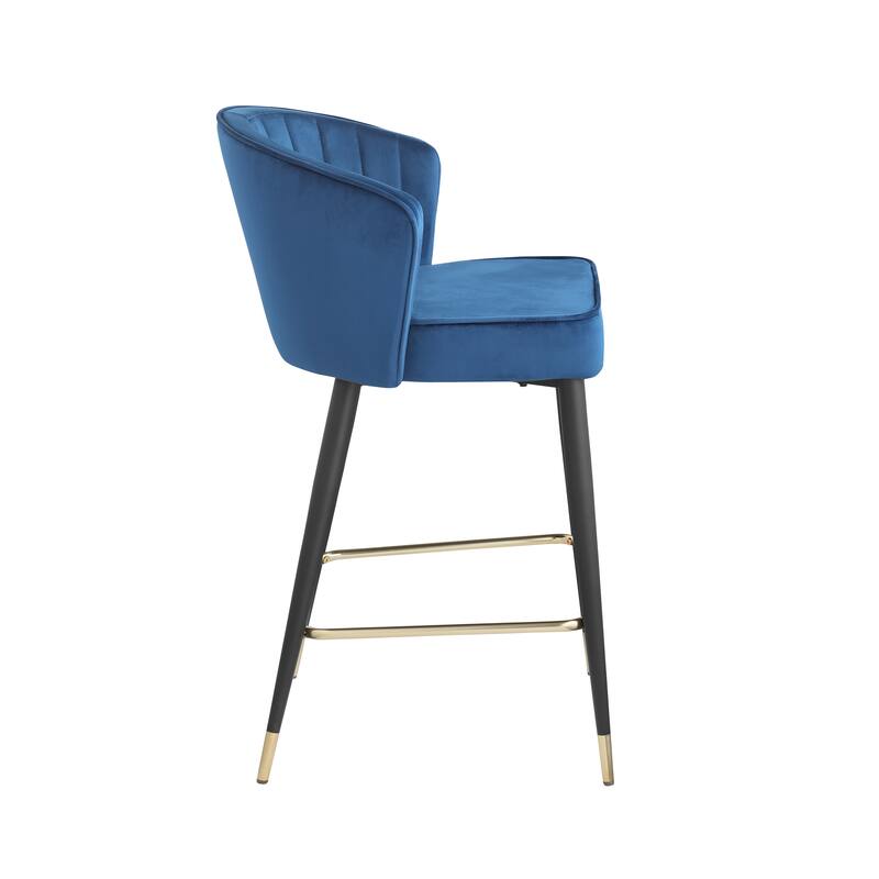 Contemporary Velvet Upholstered Counter Height Stool