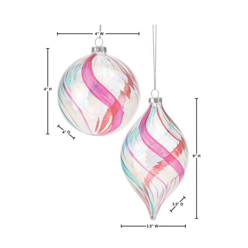 4-5.5" Clear Glass Swirl Retro Finial Set of 6