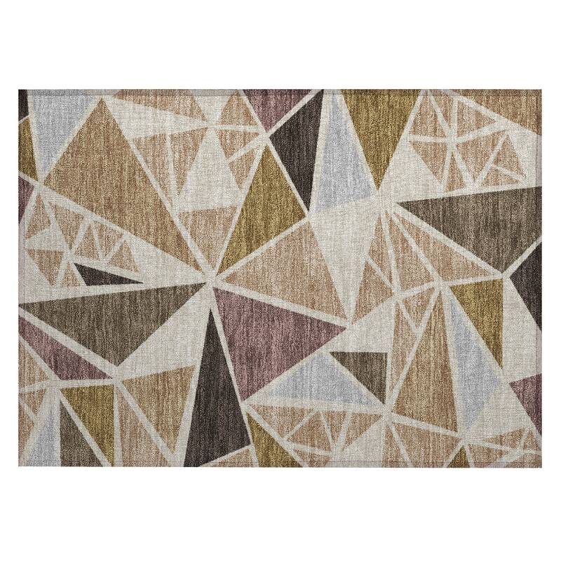 Machine Washable Indoor/ Outdoor Abstract Mosaic Chantille Rug