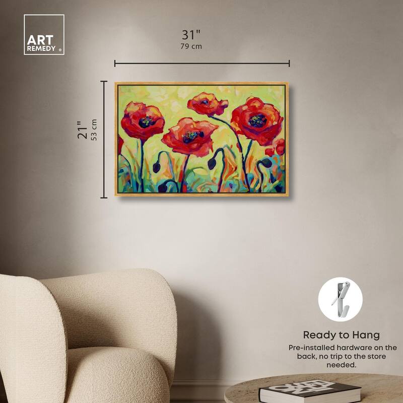 Red Poppy Field II Canvas by Art Remedy