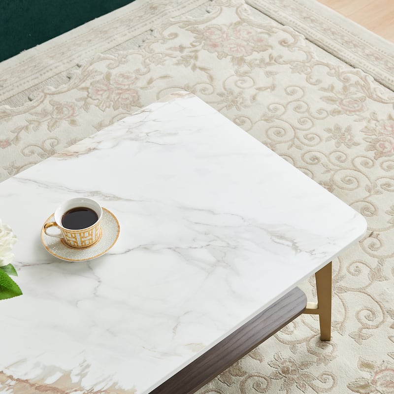 Modern Coffee Table Stylish Coffee Table Rectangular Center Table Side Table with Open Space, for Living Room‌