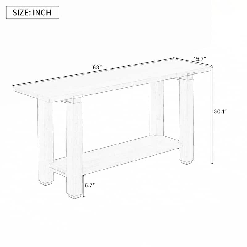 Solid Wood Entryway Sofa Table with Metal Accents