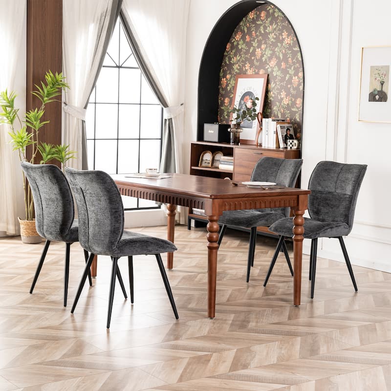 Fabric Upholstered High Back Dining Chairs Set of 2