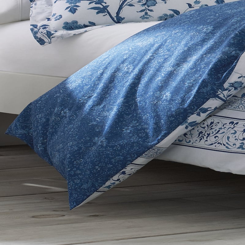 Laura Ashley Charlotte Blue Cotton Duvet Cover Set