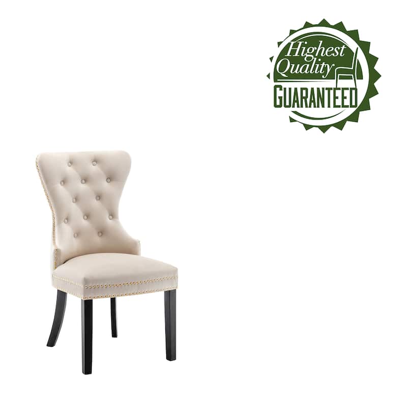 Porthos Home Caja Tufted Velvet Dining Chairs with Rubberwood Legs, Set of 2