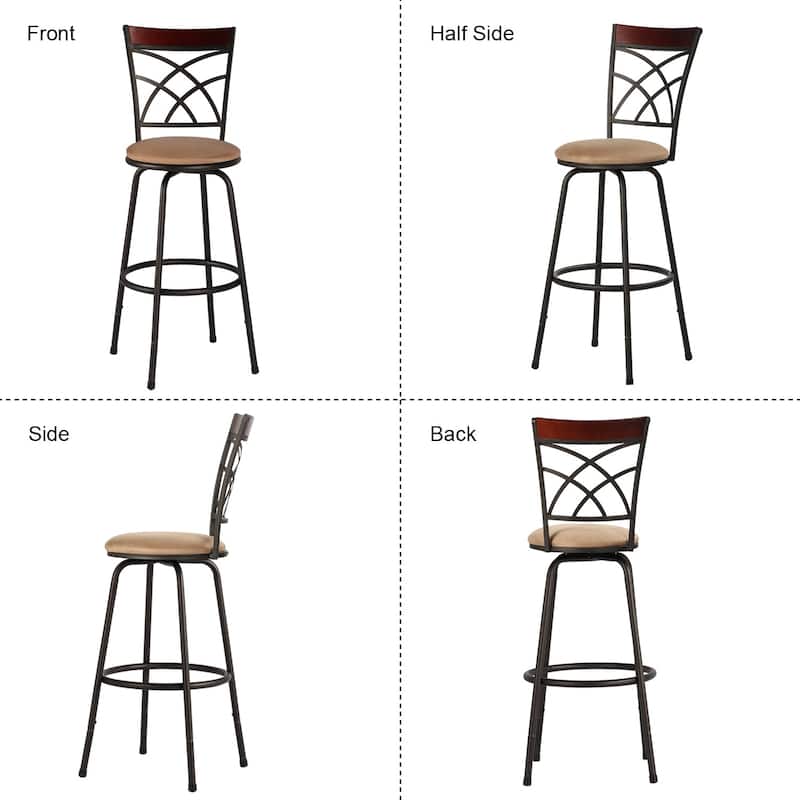 VECELO Counter Height Barstools Adjustable Bar Stools from 39.6-45.5Inch Upholstered Seat Swivel Barstool Set of 2/4/6